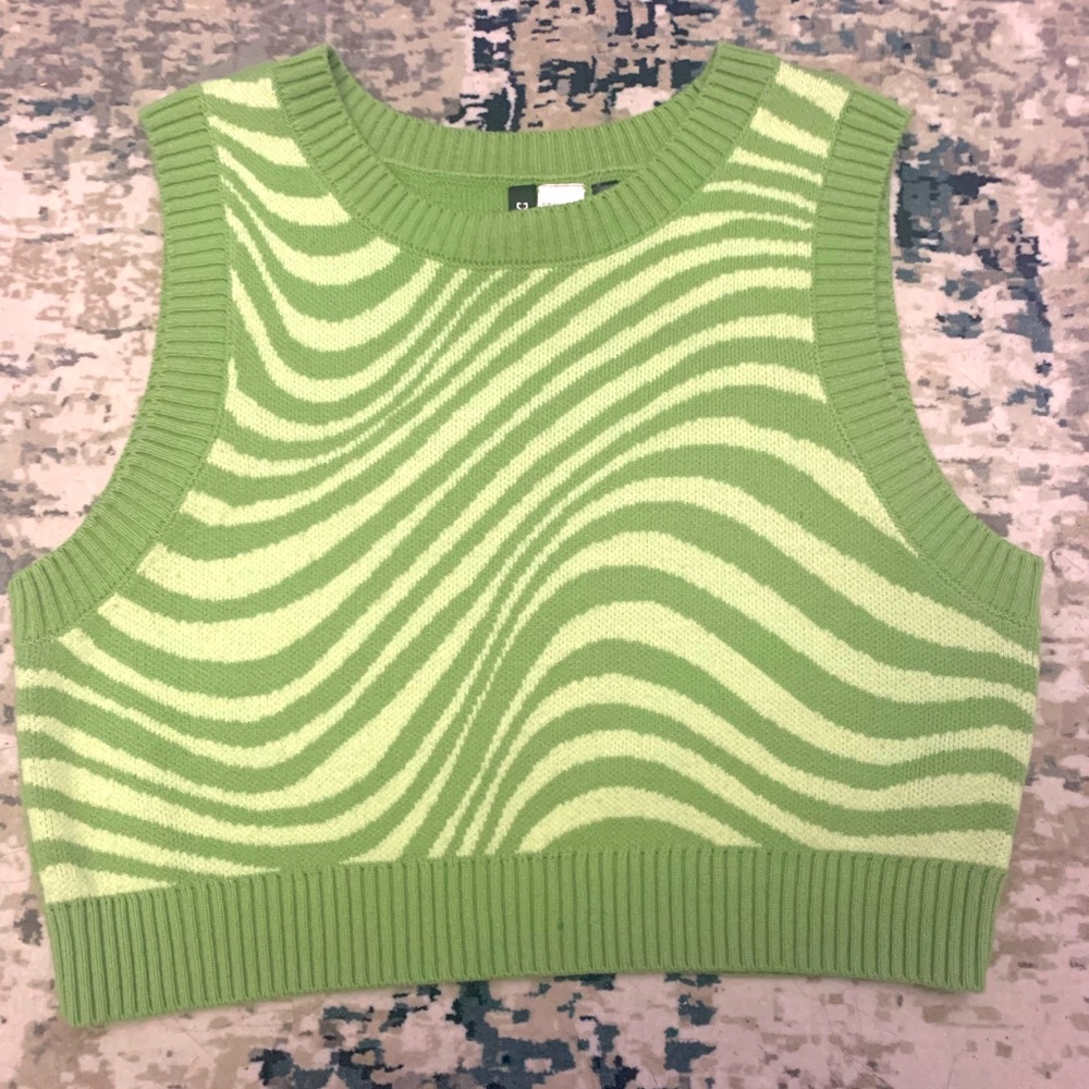 H&M Divided Green Swirly Sweater Vest